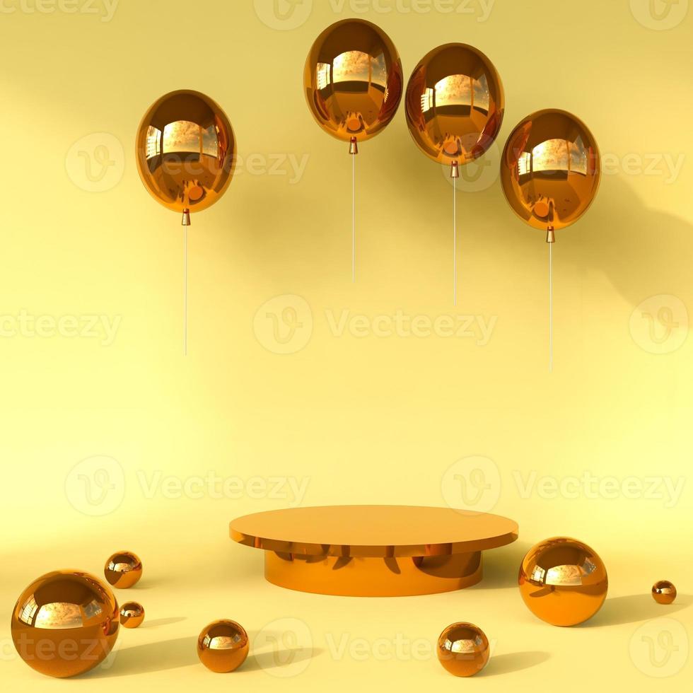 gold balloons with yellow pastel wallpaper photo