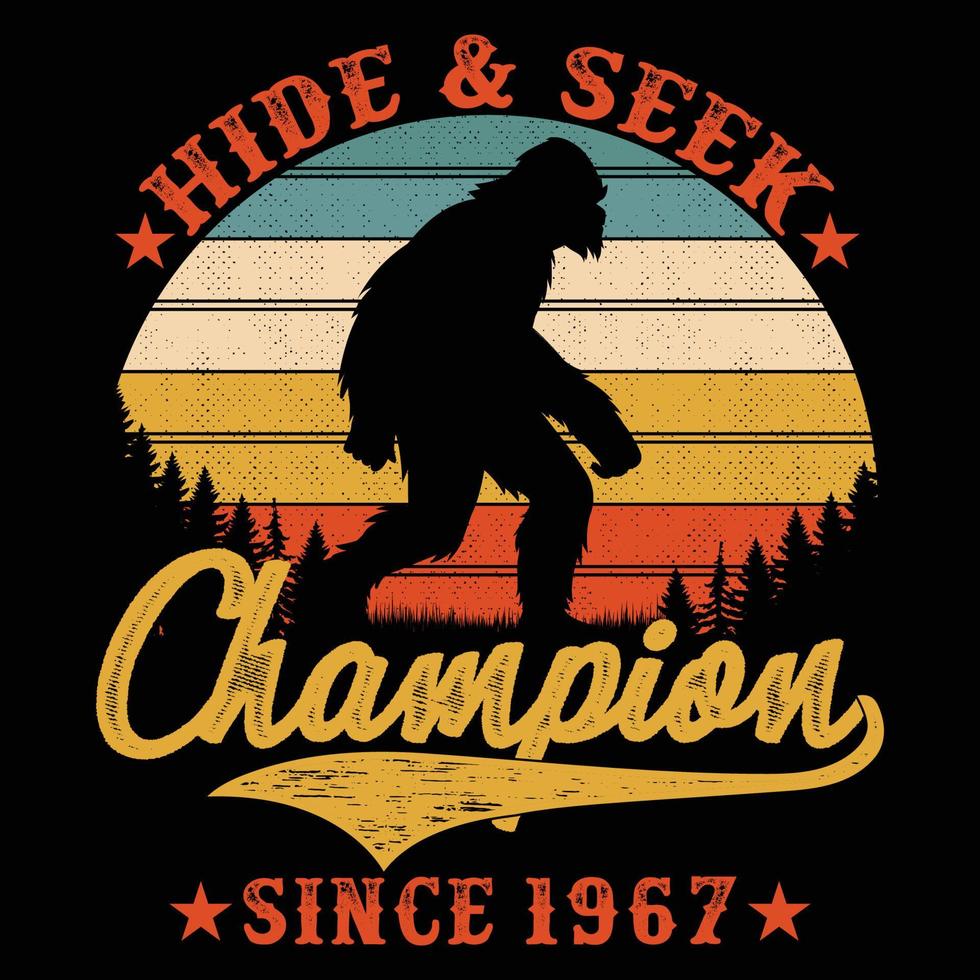Retro vintage sunset Bigfoot Yeti vector t shirt design