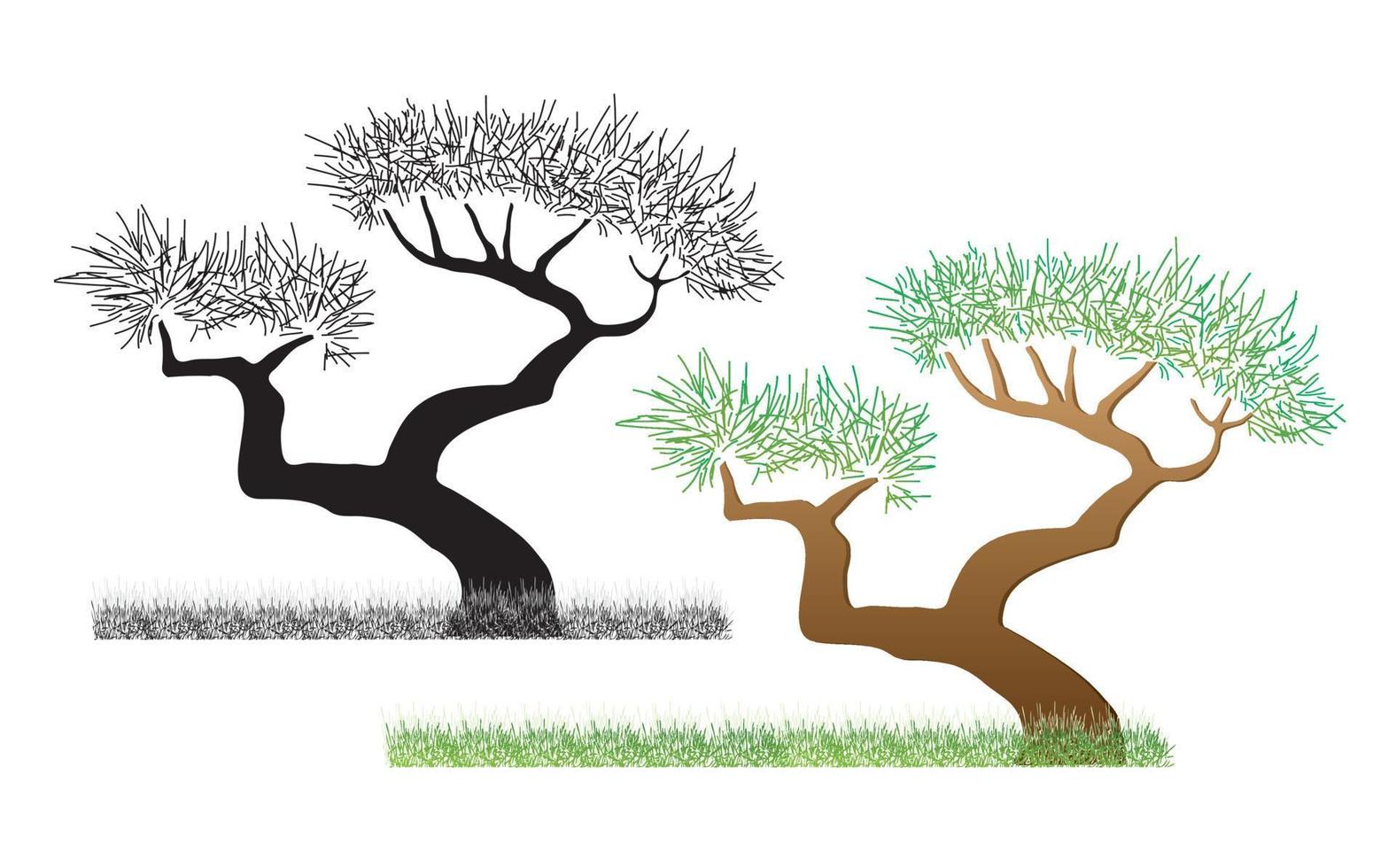 Vector trees on a white background