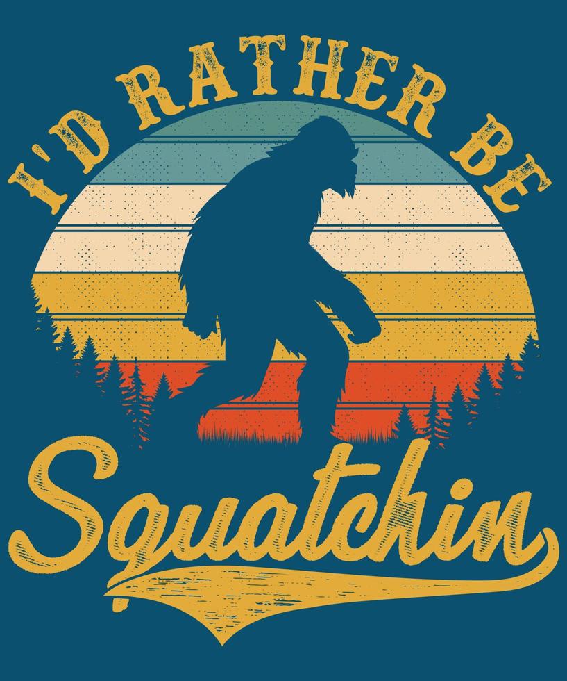 Retro vintage sunset Bigfoot Yeti vector t shirt design