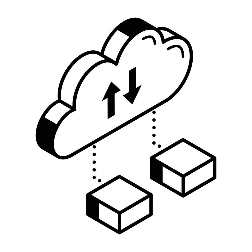 Trendy isometric vector of cloud computing