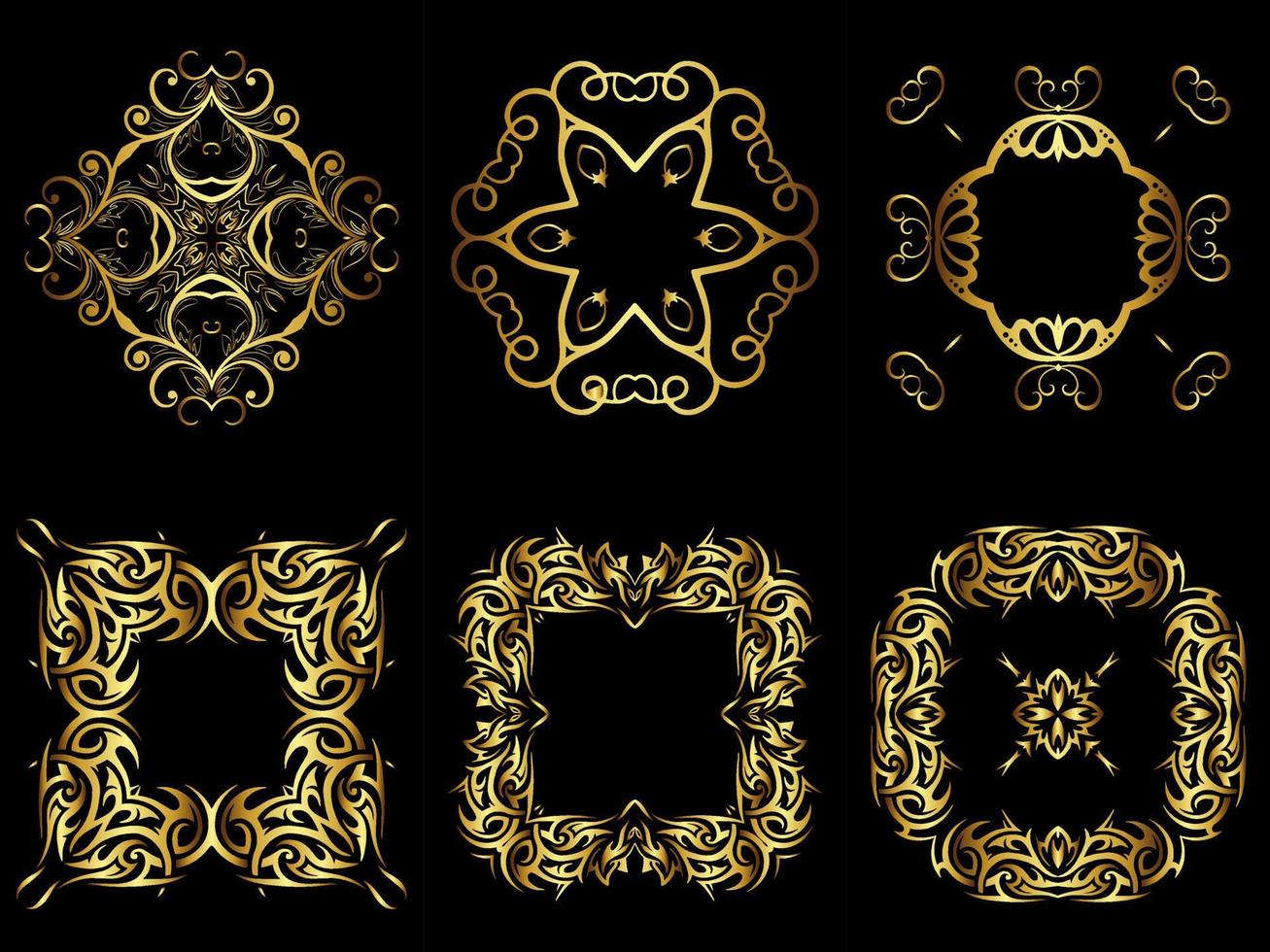 abstract gold border element design vector