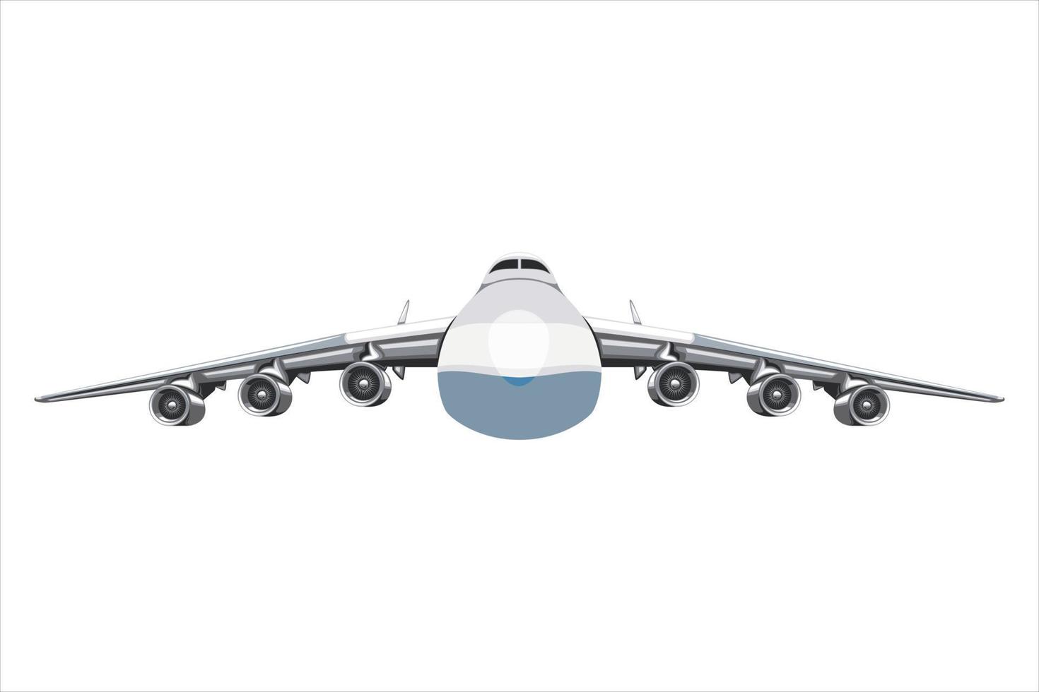 AIRPLANE ISOLATED, AIRCRAFT FRONT VIEW, flying plane vector