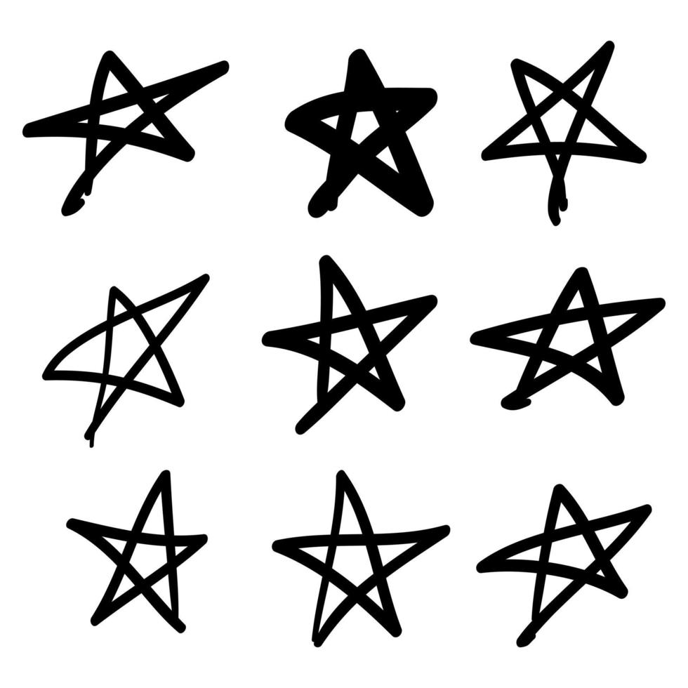 Set of hand drawn doodle stars isolated on white background vector