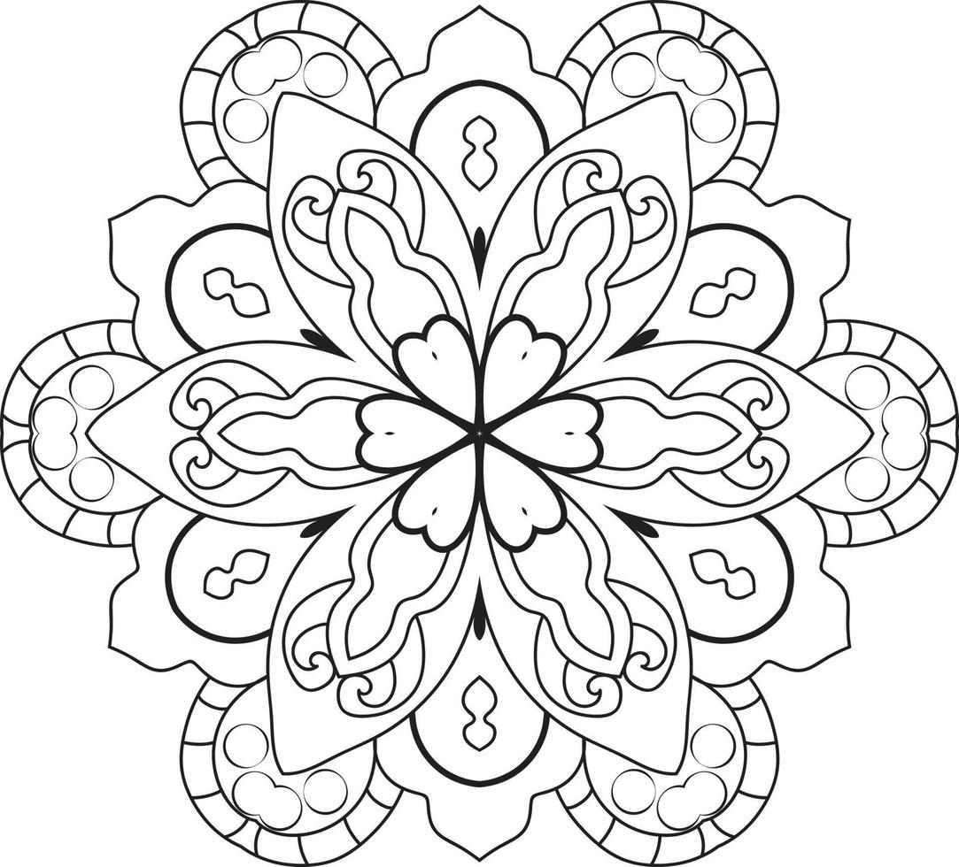 Circular Flower Mandala on White Free Vector