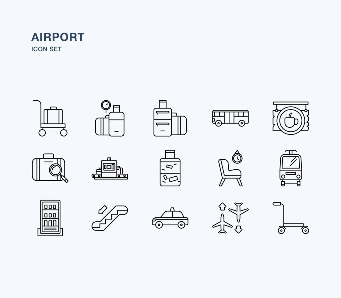 Airport and aviation outline icon set vector