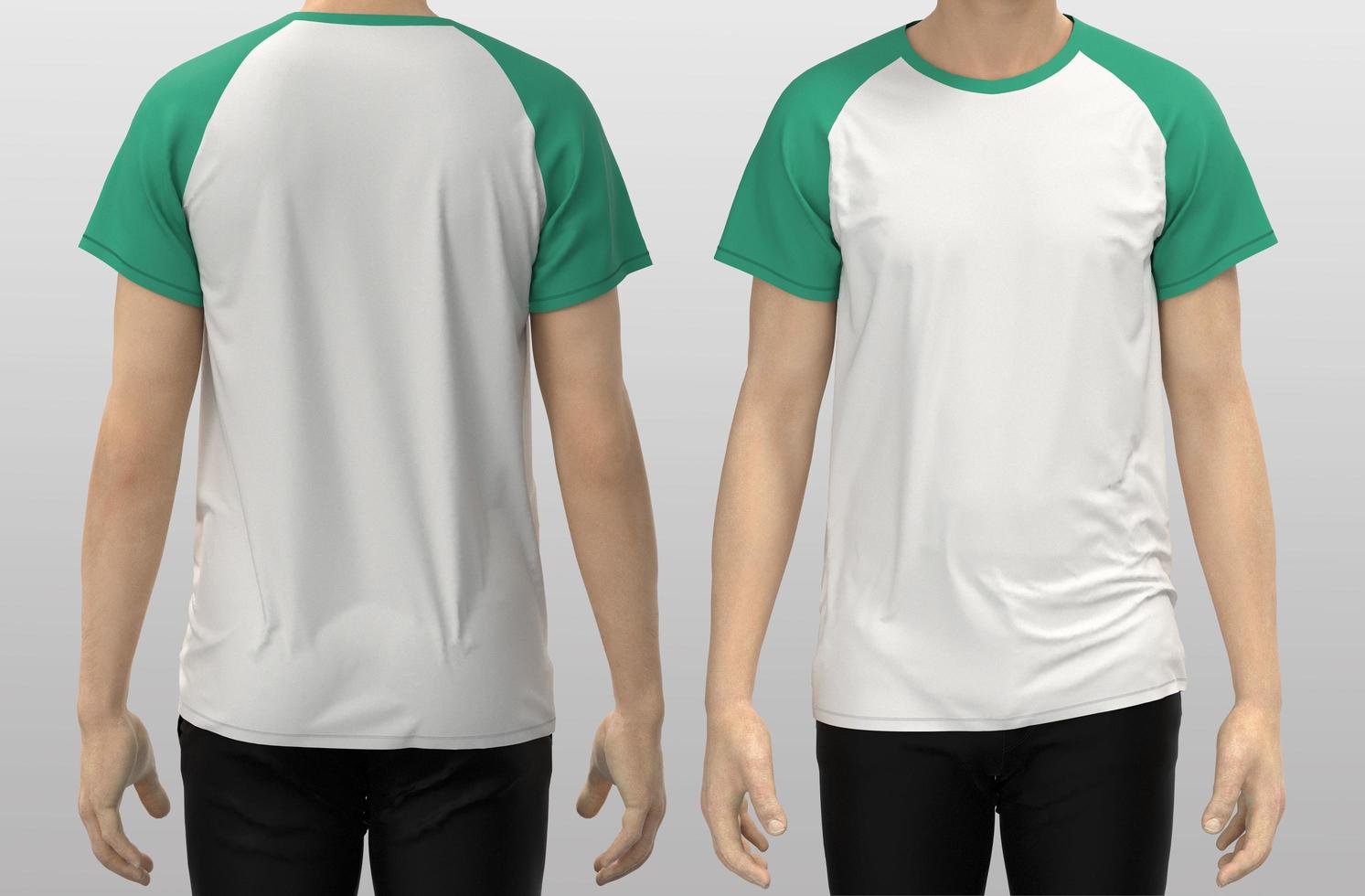 camiseta en blanco delante y detrás, maqueta de plantilla para impresión de diseño foto