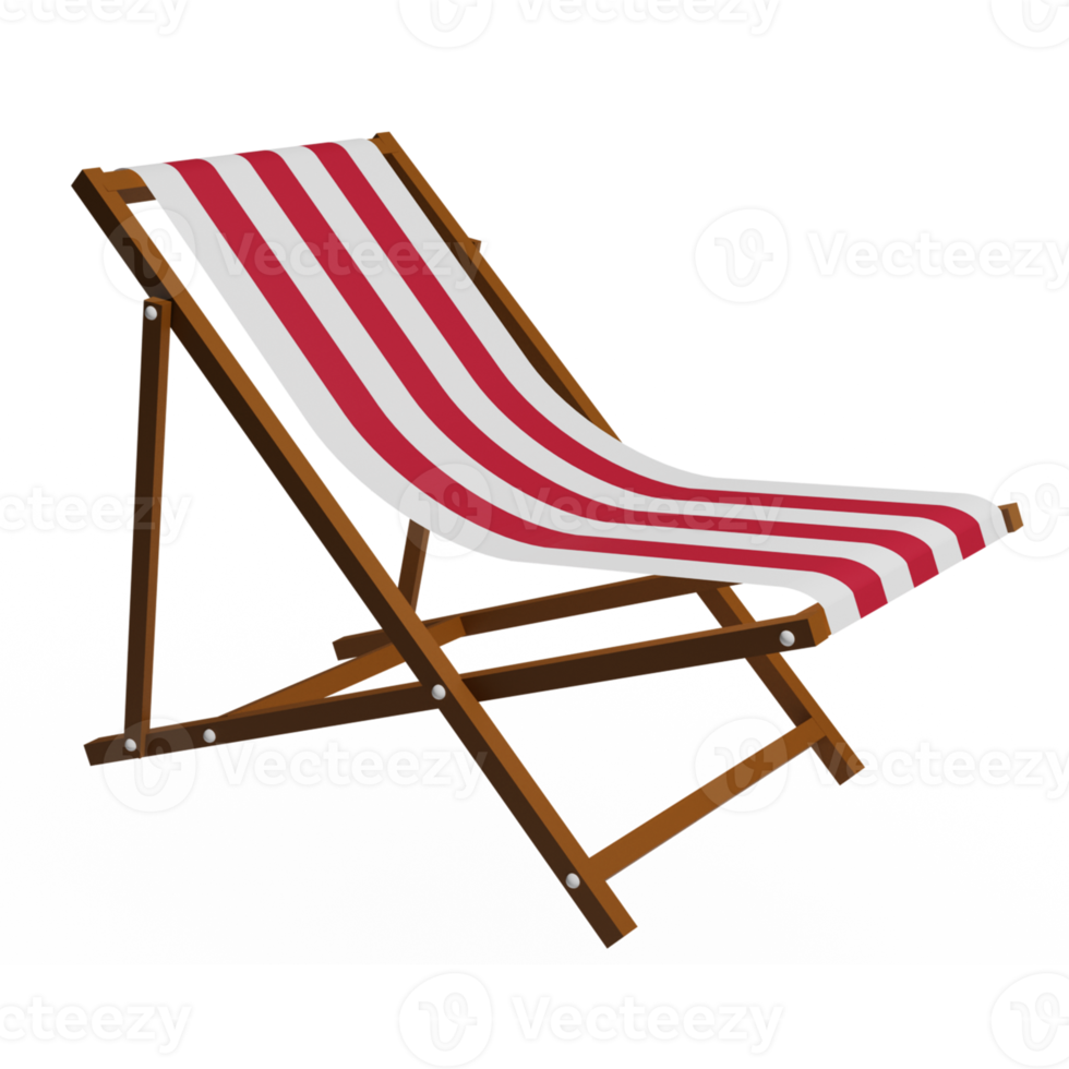 Beach chair in 3d render realistic png