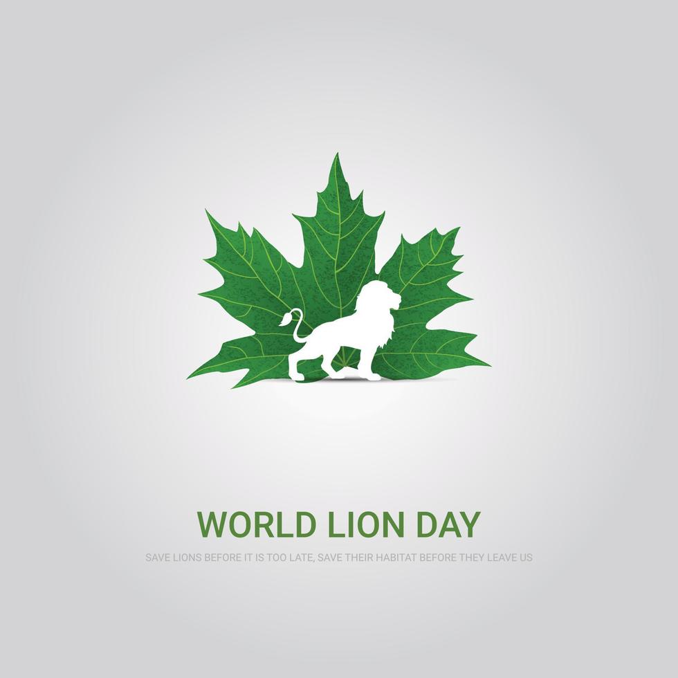 lion day creative minimalist illustration vector