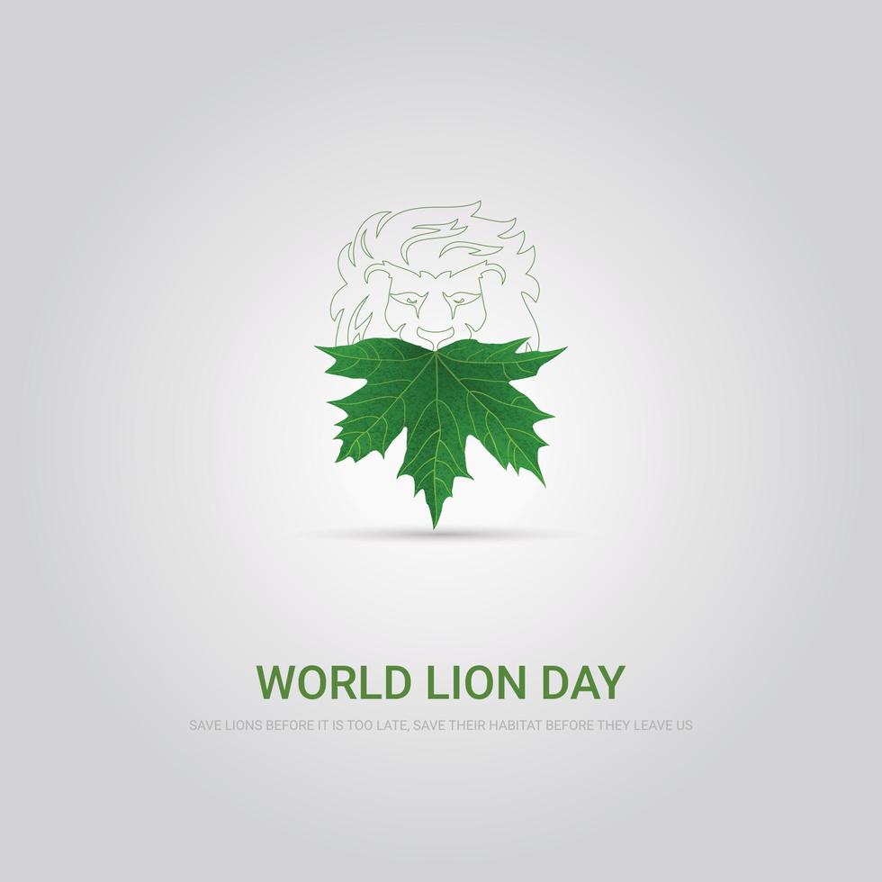 lion day creative minimalist illustration vector