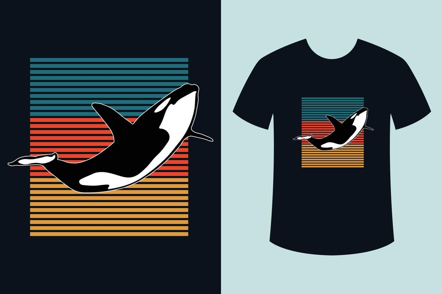 Ilustración de vector de diseño de camiseta de orca vintage retro