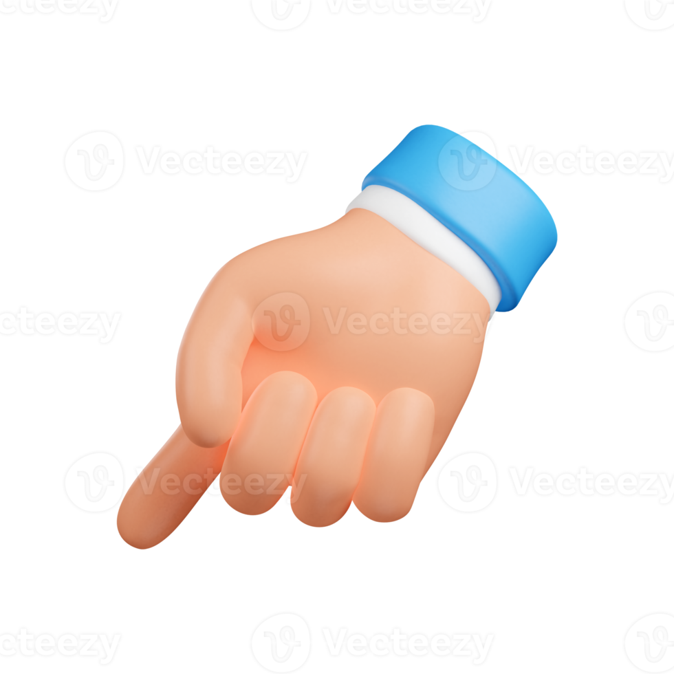 hand with thumb up. thumb up sing. hand pointing a finger. 3d render png