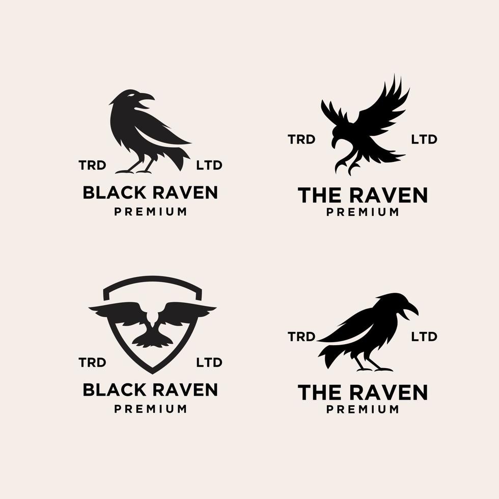 set colección logotipo de cuervo negro vector