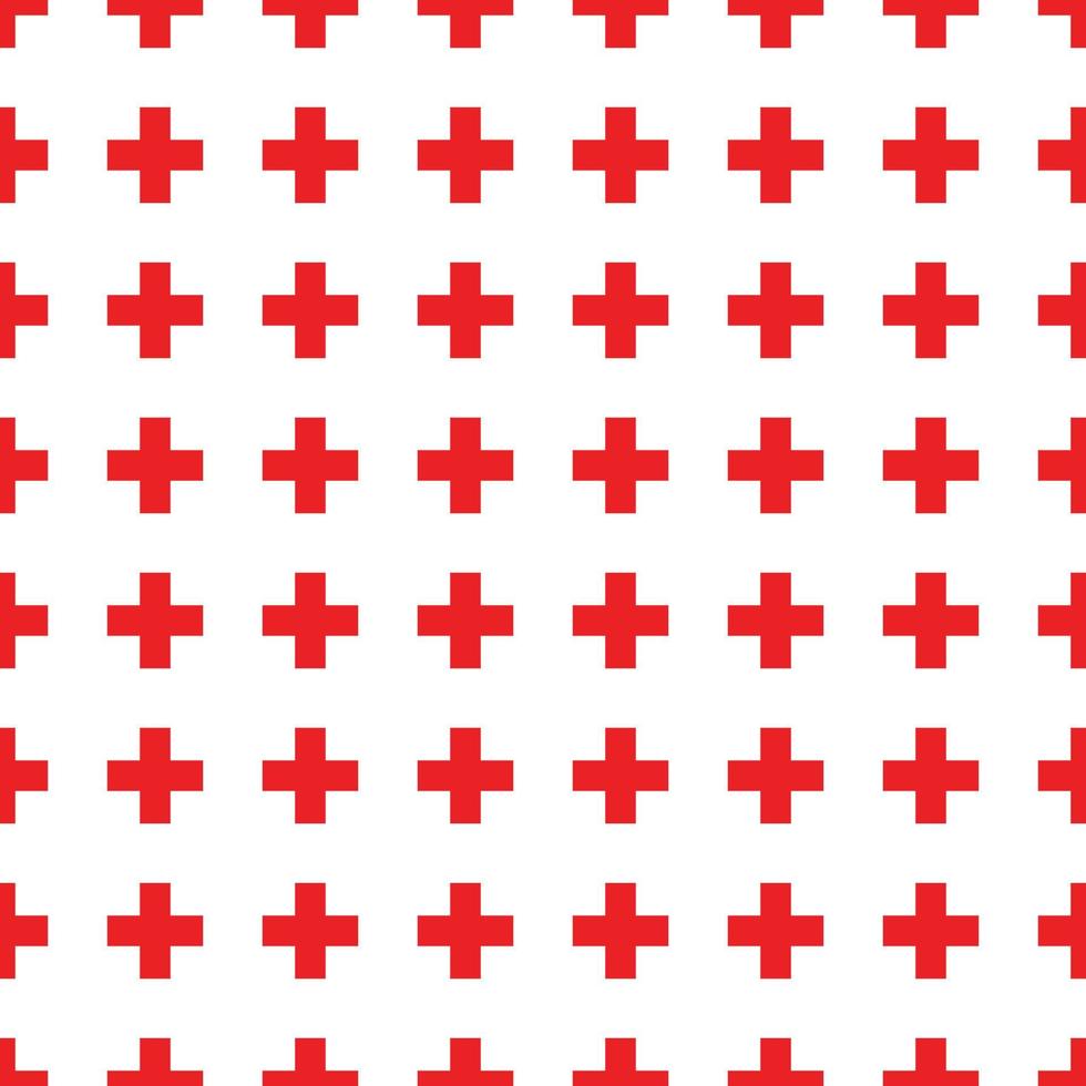 Abstract seamless pattern with red crosses on white background. Modern Swiss design in bauhaus style vector