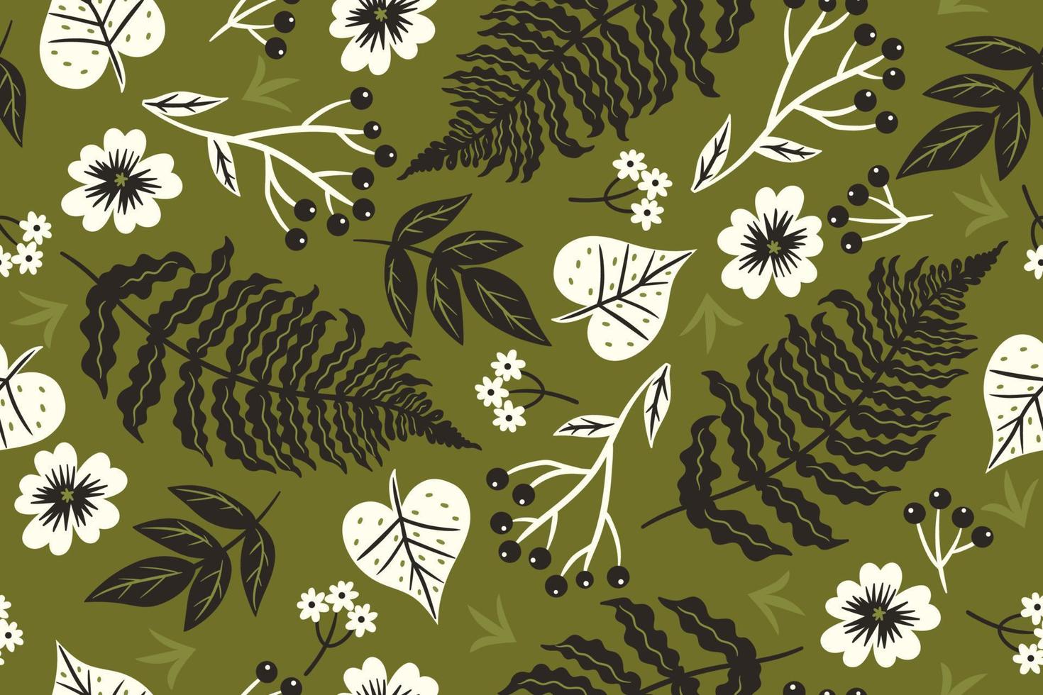 patrón sin costuras con hojas de otoño y bayas. gráficos vectoriales vector