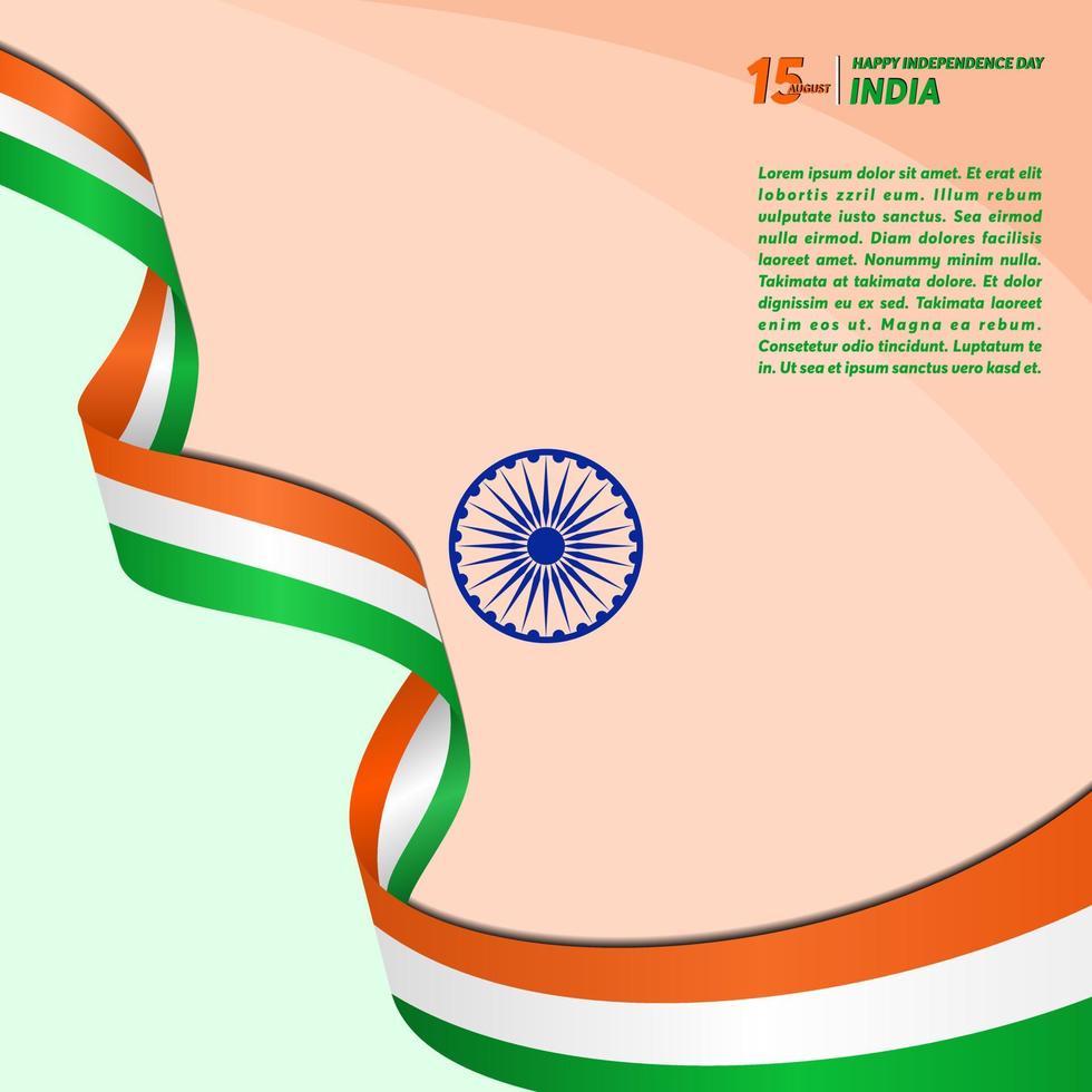 15 de agosto, feliz día de la independencia república de la india, diseño de fondo vector