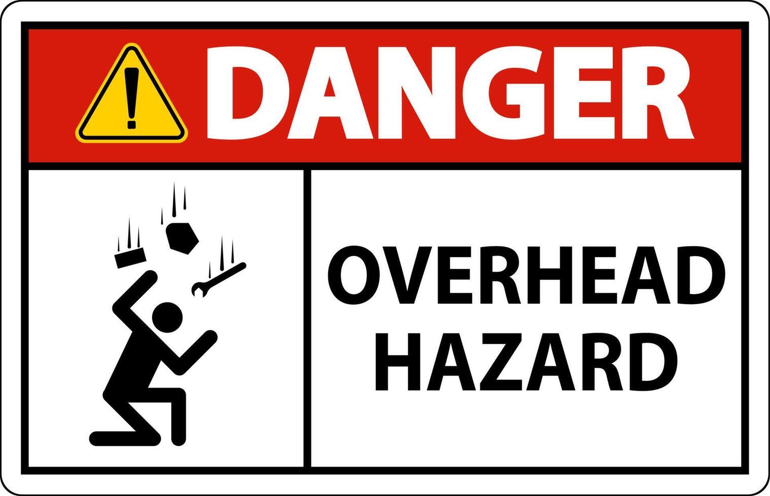 Danger Overhead Hazard Sign On White Background vector