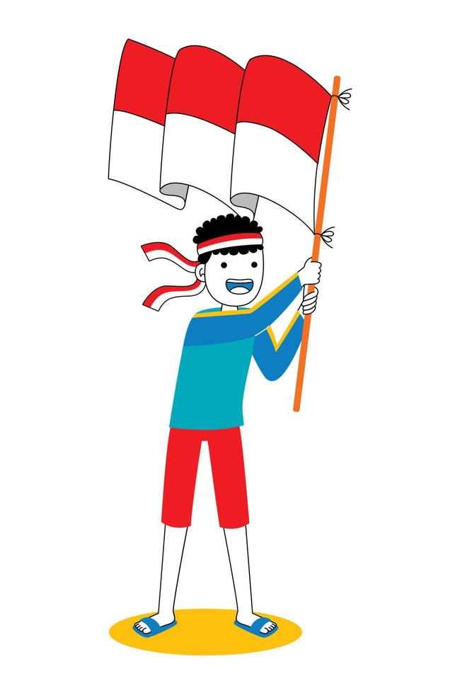 man celebrate indonesia independence day vector