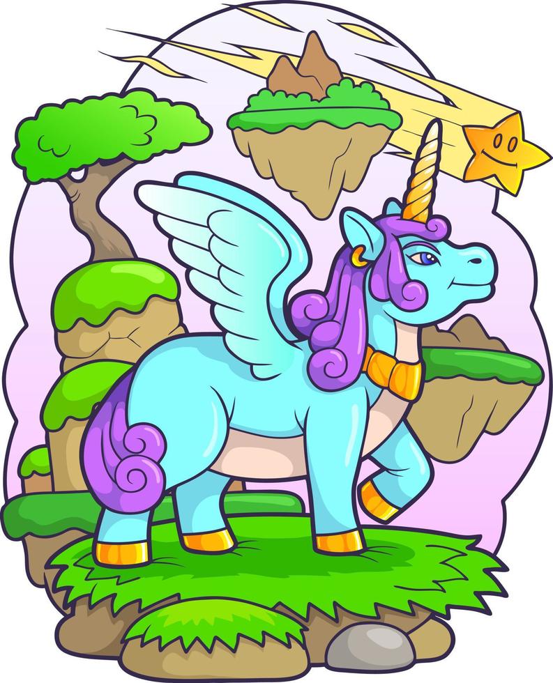 lindo pony unicornio vector