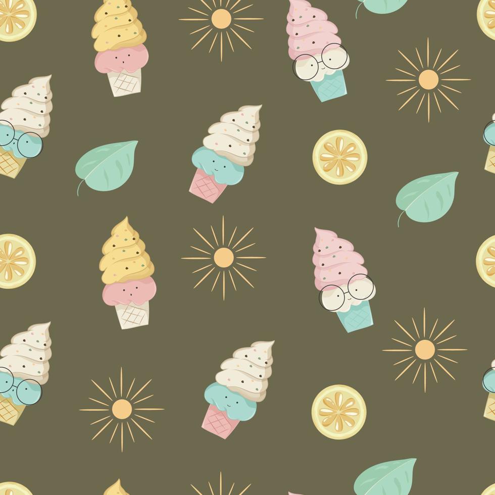 patrones sin fisuras con lindo helado en fondo de color pastel vector