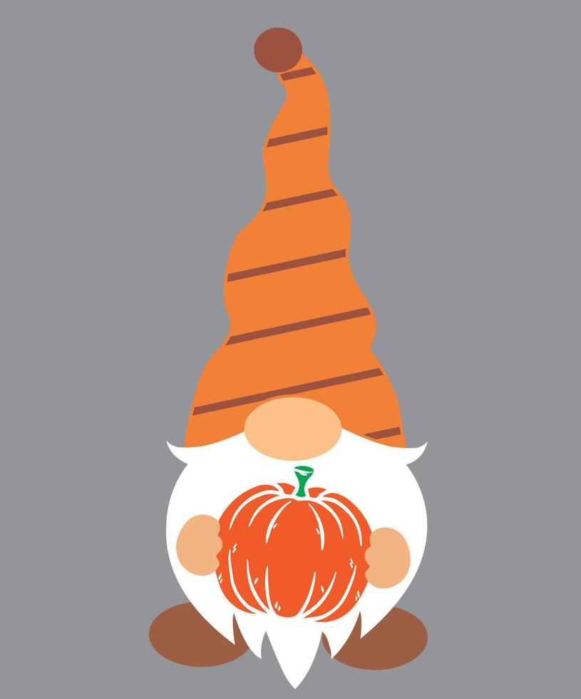 Fall Gnome with Pumpkin 2 vector
