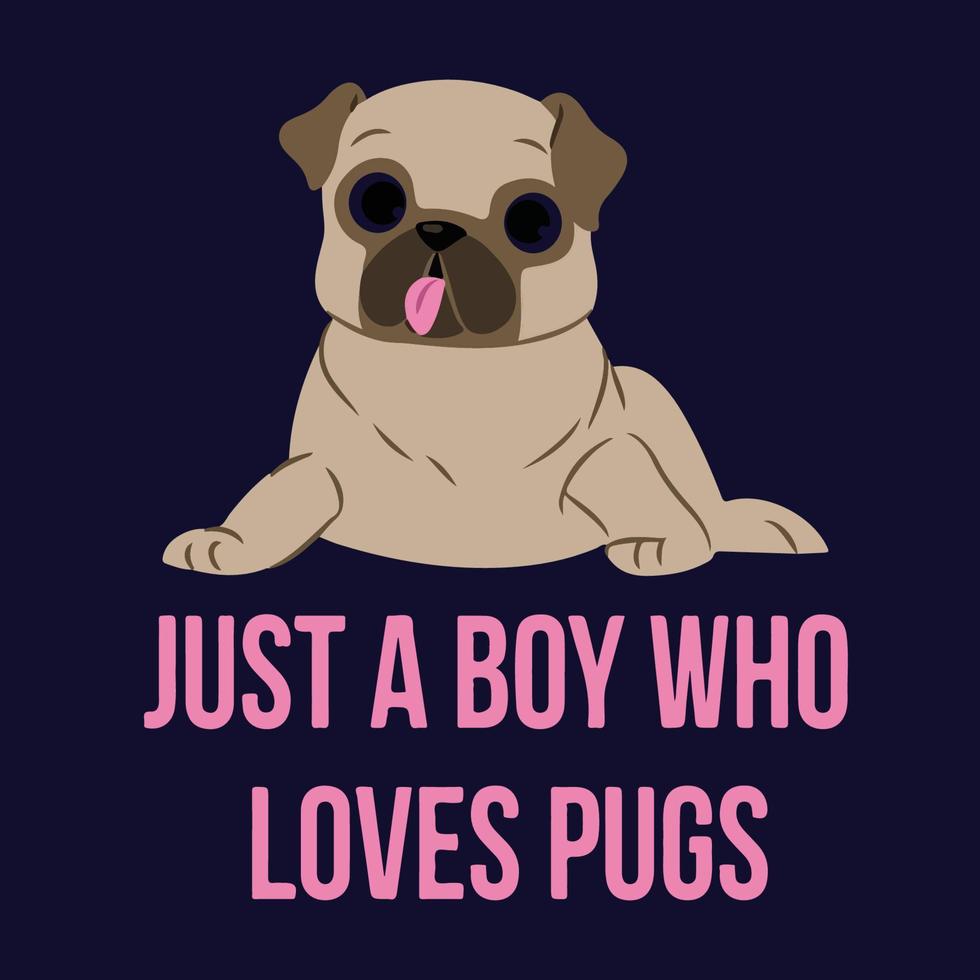 vector de perro y diseño de camiseta de perro pugs, ilustraciones de perros, camiseta divertida de perro pugs