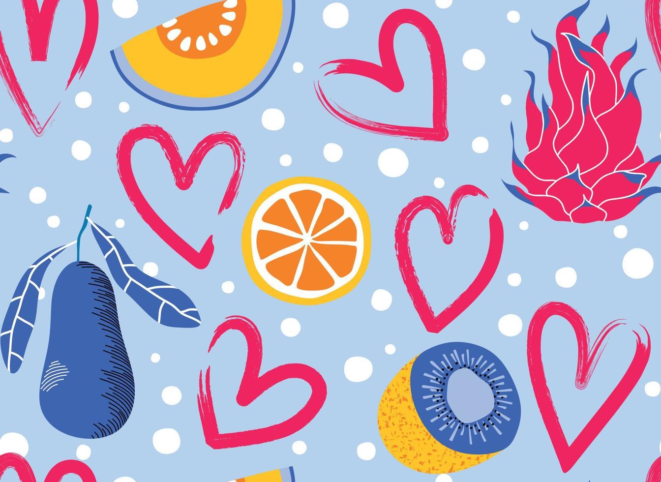 seamless pattern with Cute summer fruit background. vector