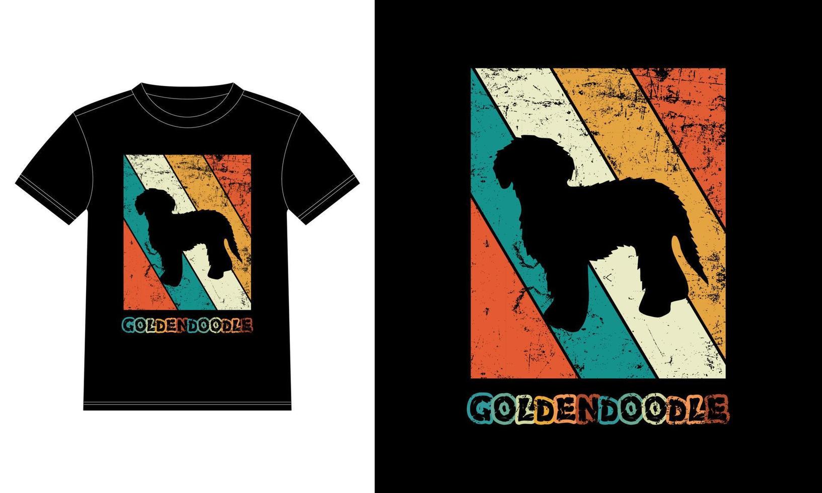 divertido goldendoodle vintage retro puesta de sol silueta regalos amante de los perros dueño del perro camiseta esencial vector