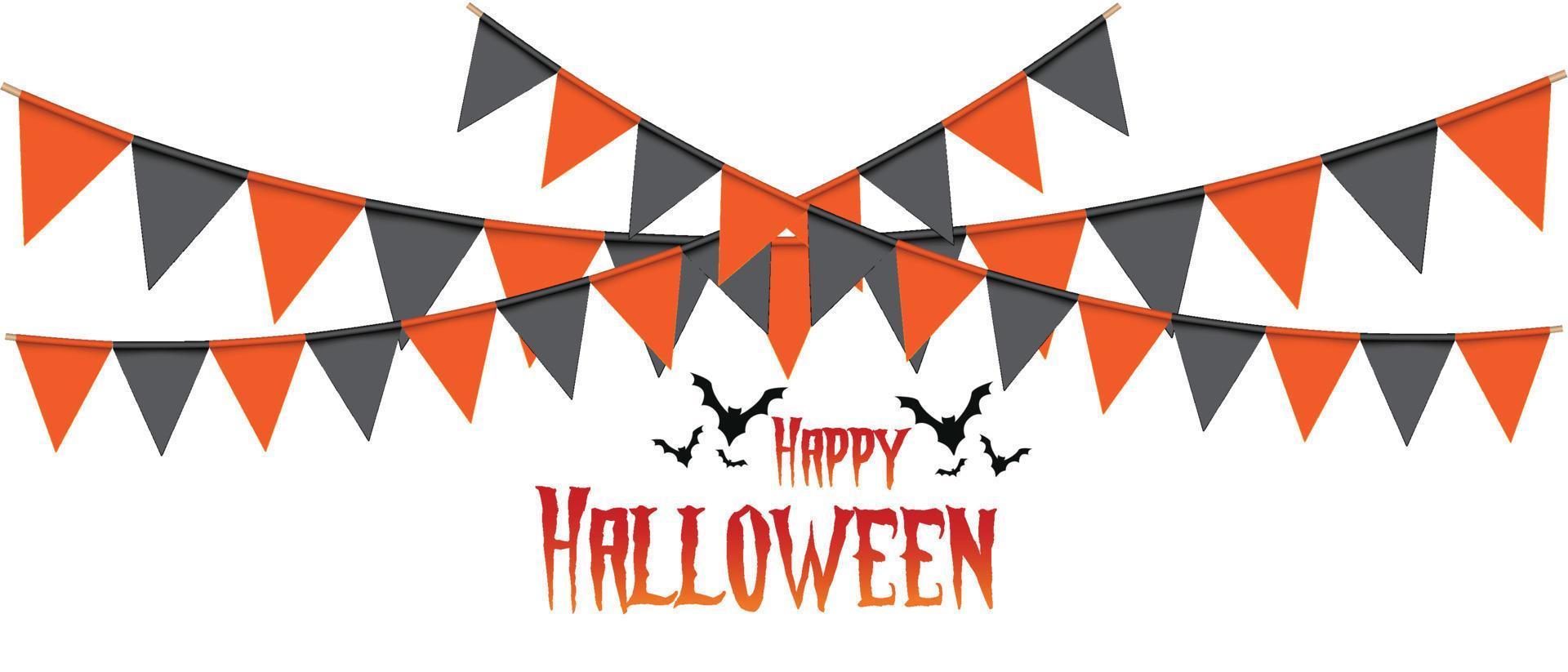 Happy halloween background. Garland of colored flags. Festive flags for decoration. Garlands of flags on a white background.Vector illustration. vector