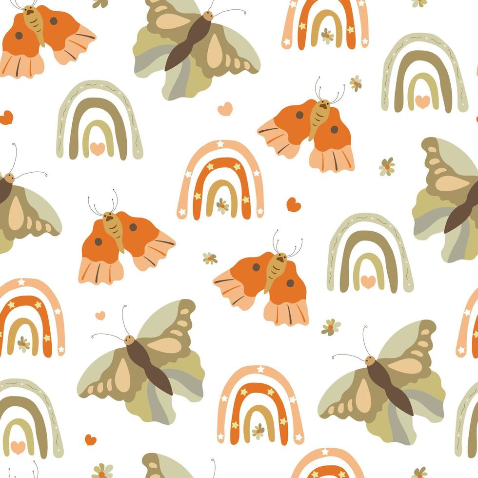 seamless pattern with cute butterfly background vector