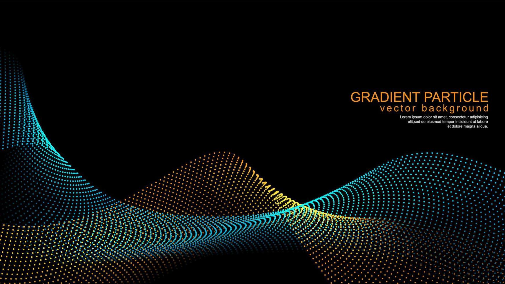 Gradient wave particles on black background vector