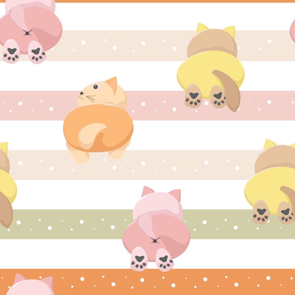 seamless pattern with cute pastel cat background vector