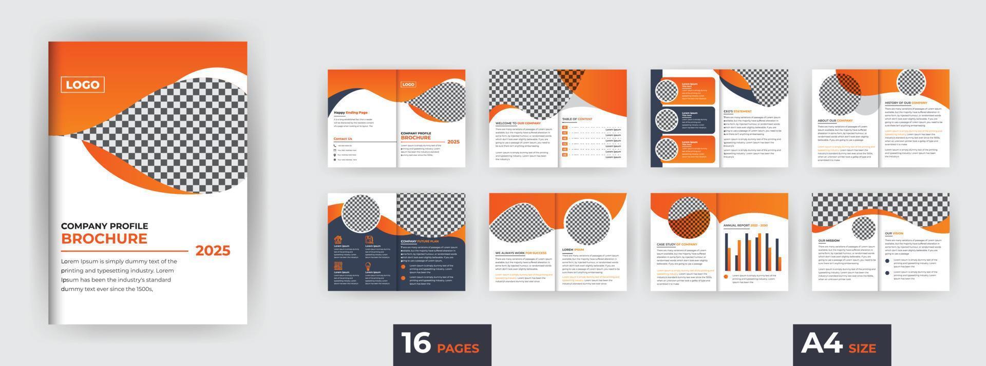 Multipurpose 16-page brochure design, Creative corporate bi-fold brochure template, vector