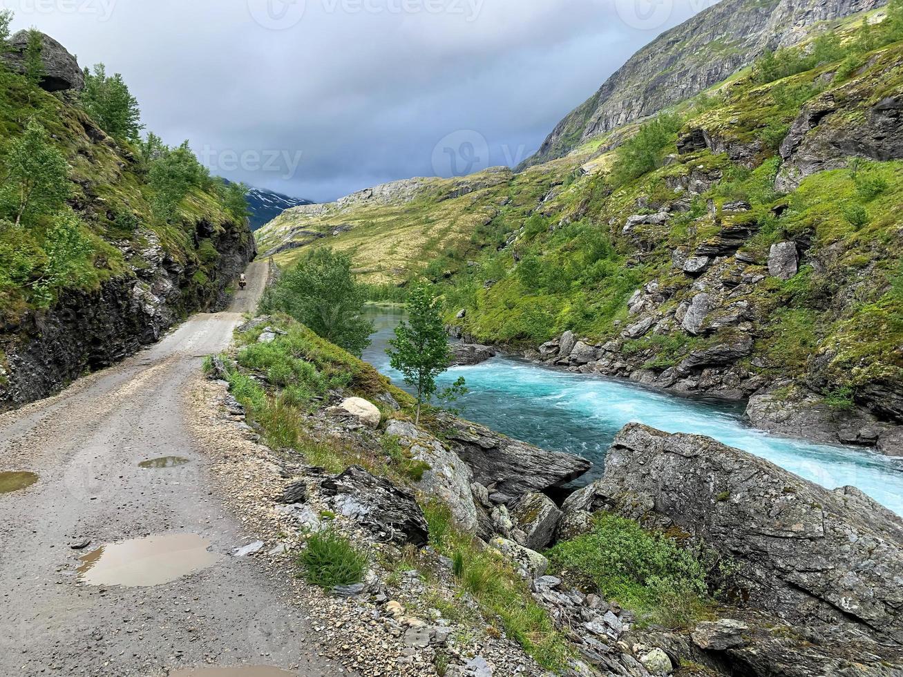 Rallarvegen biking road in Norway by summer 22 photo