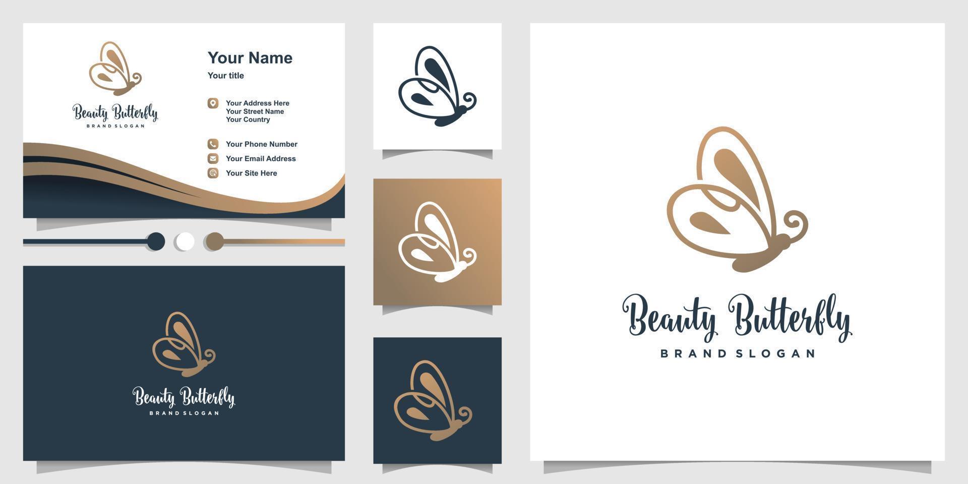 Beauty butterfly logo design with creative element Premium Vector