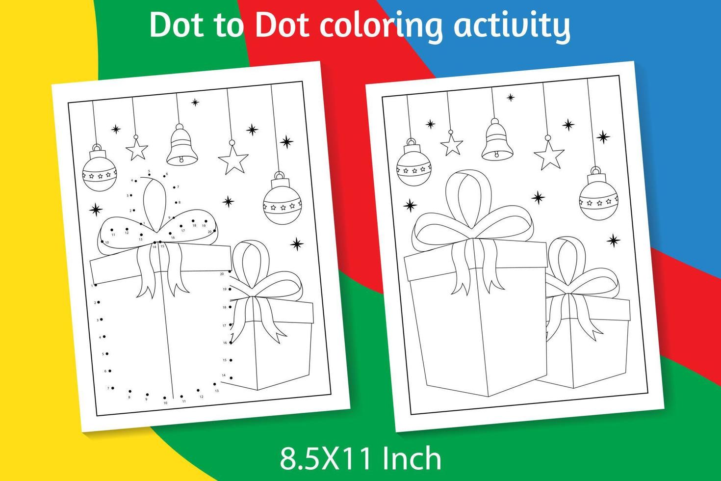 juego de punto a punto de navidad y color para niños, 1 a 20 juego de punto a punto de conexión para niños vector
