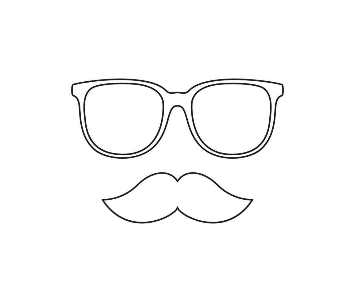 página para colorear con bigote y gafas para niños vector