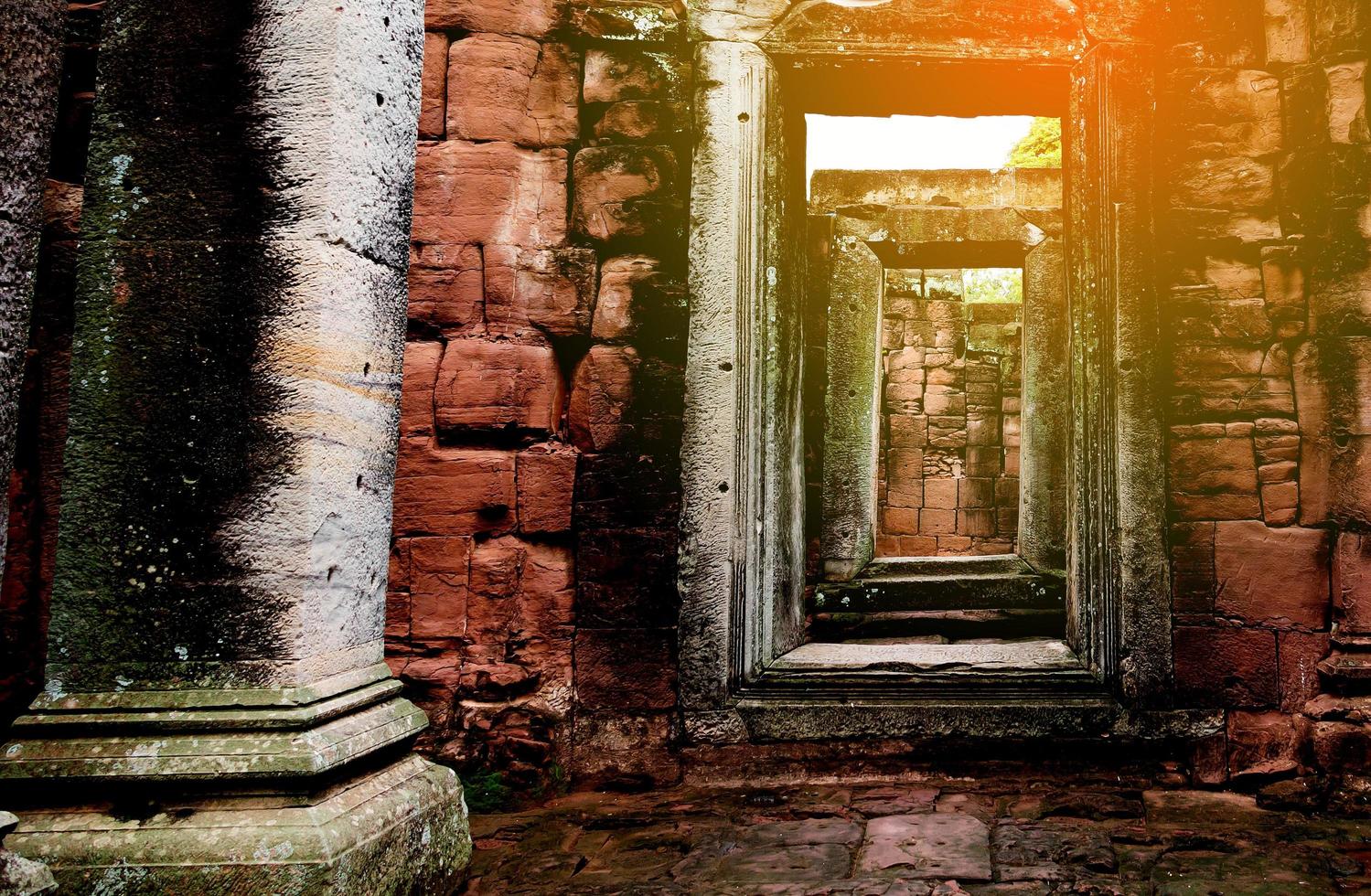 ancient ruined temple wall in asia photo