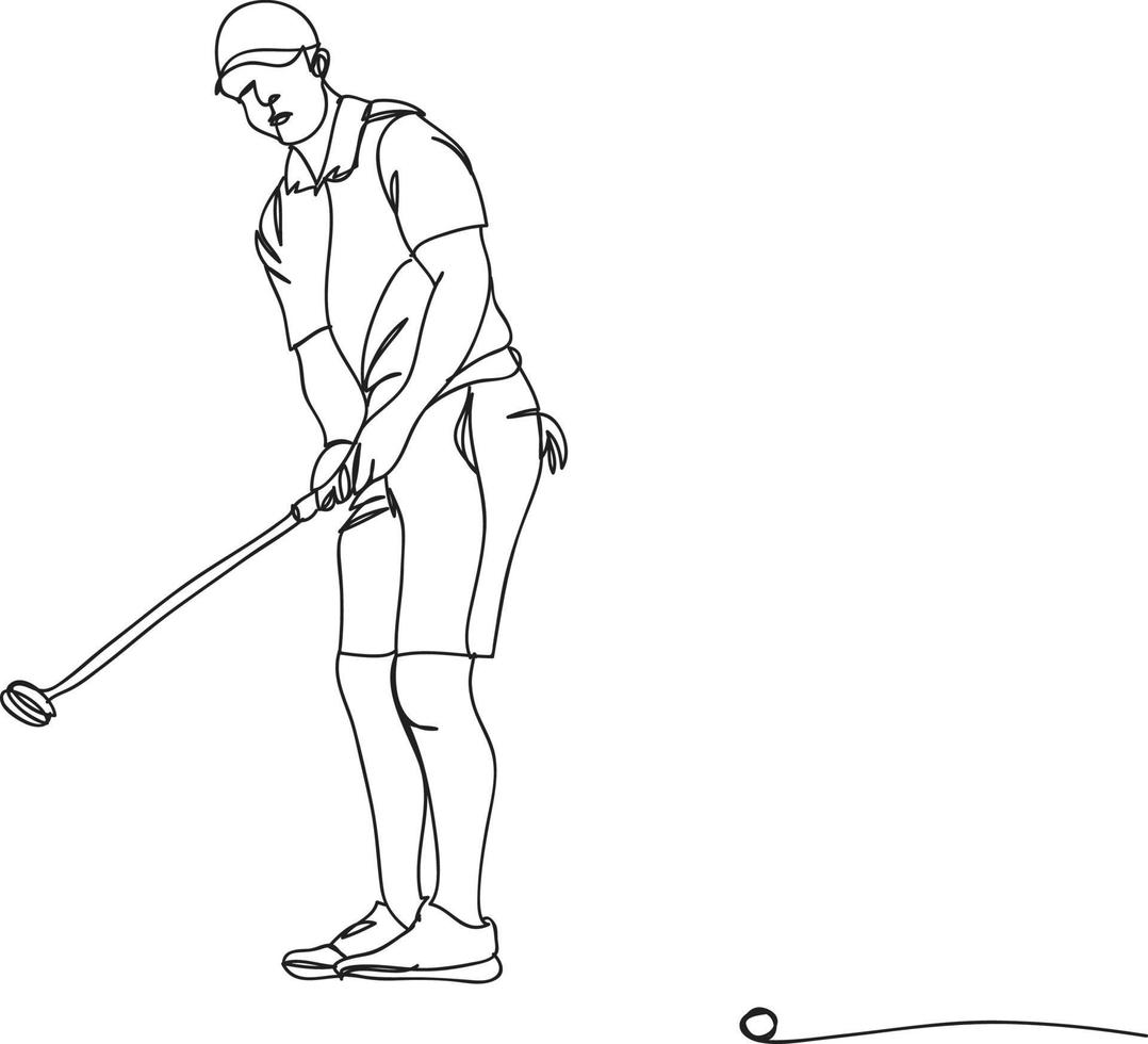 pro golf line drawing vector illustration.