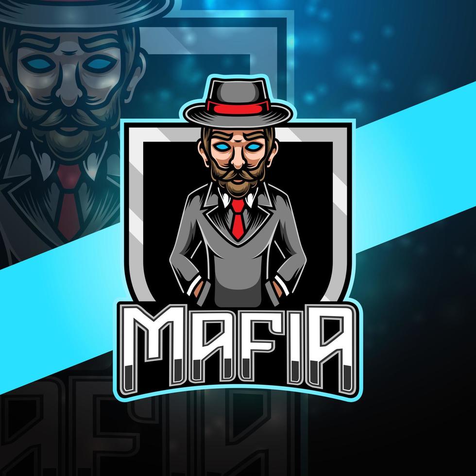 diseño del logotipo de la mascota de la mafia esport vector