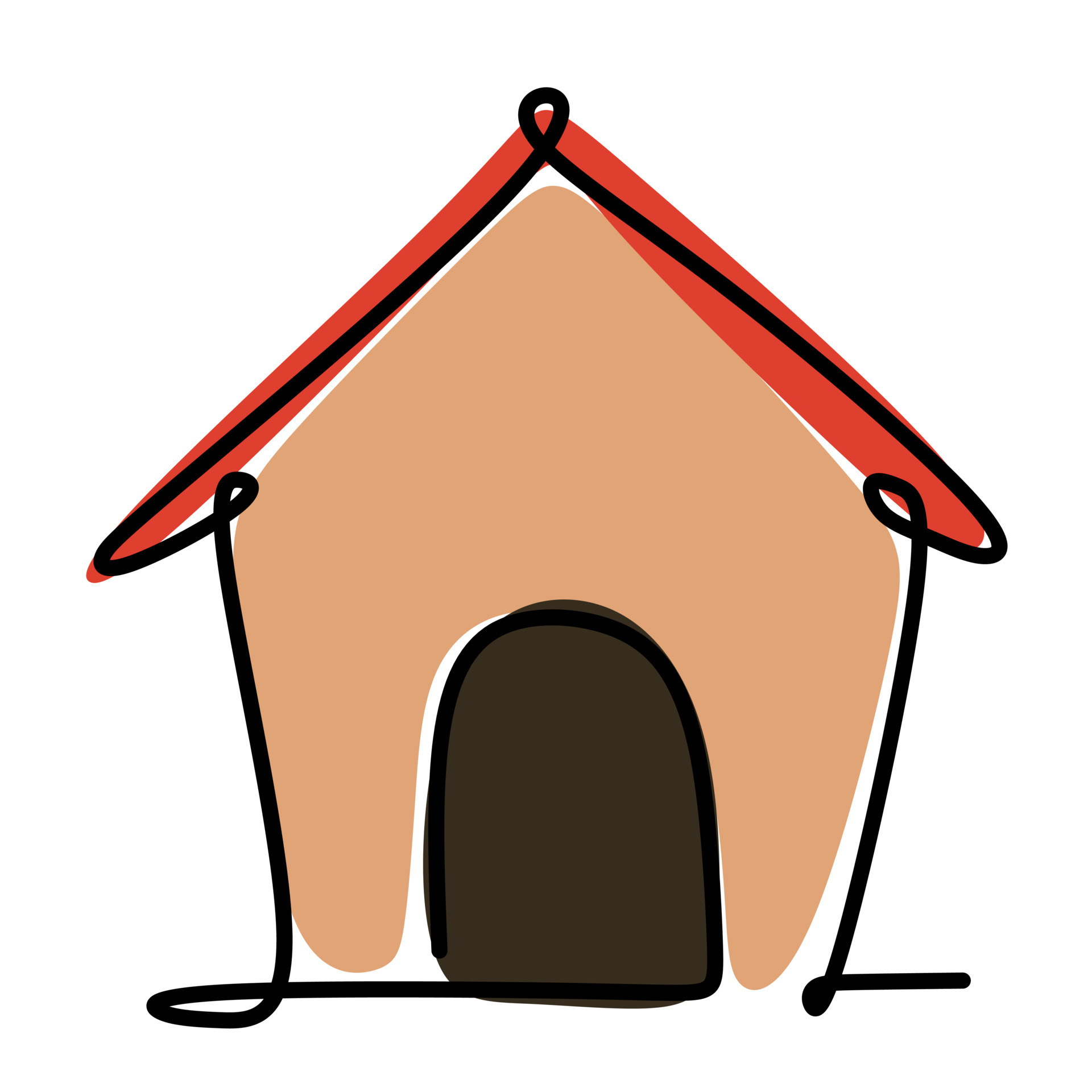 Simple Single Line Drawing Of A Kennel Or A Doghouse Animal Flat Color 
