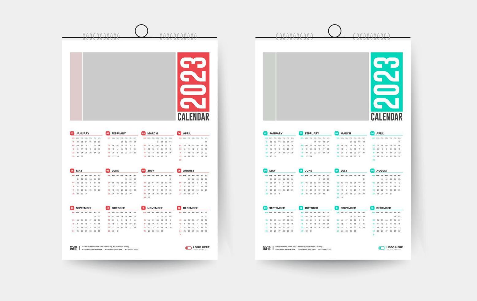 2023 one page wall calendar design template vector