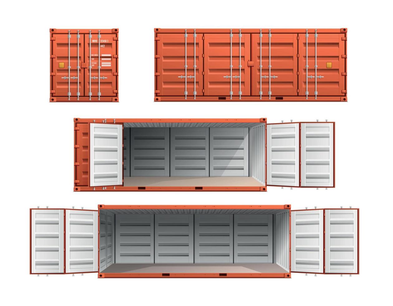 conjunto de contenedores de carga realistas vector