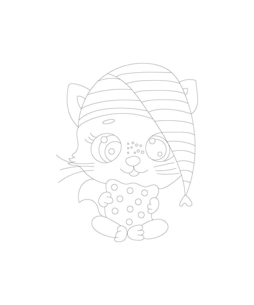 Cat Coloring Page For Kids Free Vector