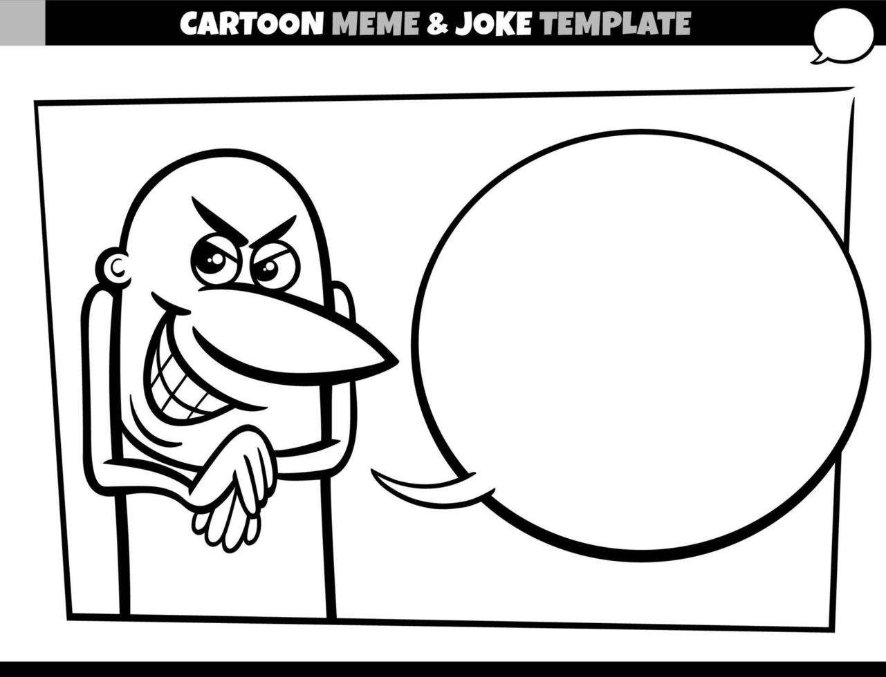 plantilla de meme de dibujos animados con un tipo travieso cómico vector