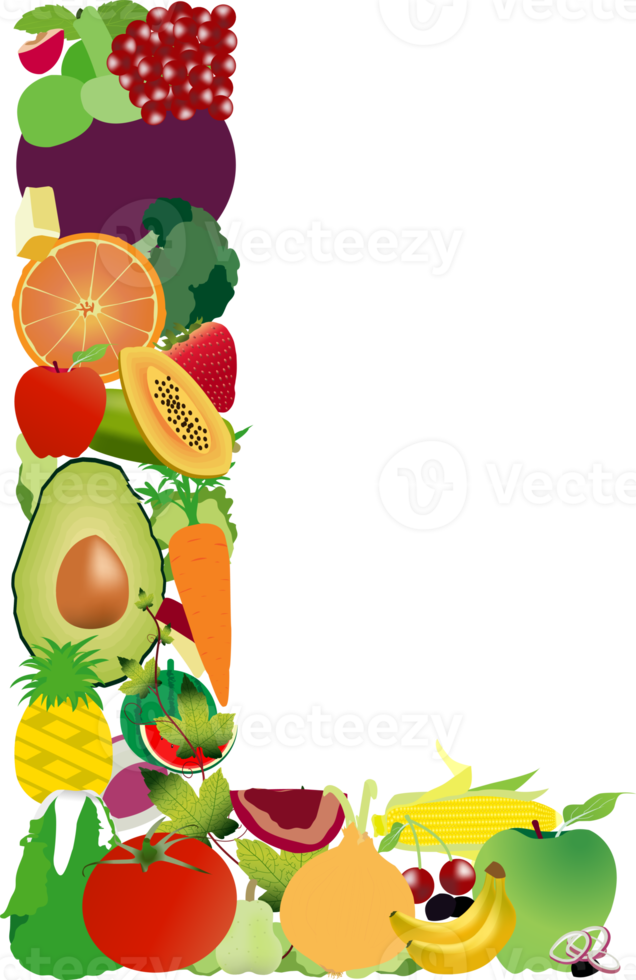 letras del alfabeto de frutas y verduras png