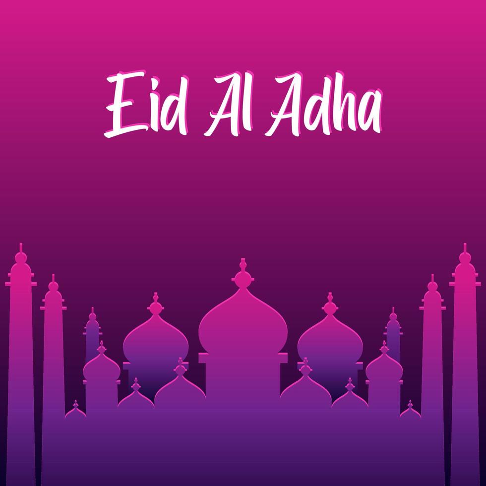 Eid Al Adha Greeting Card Design with Mosque Illustration vector