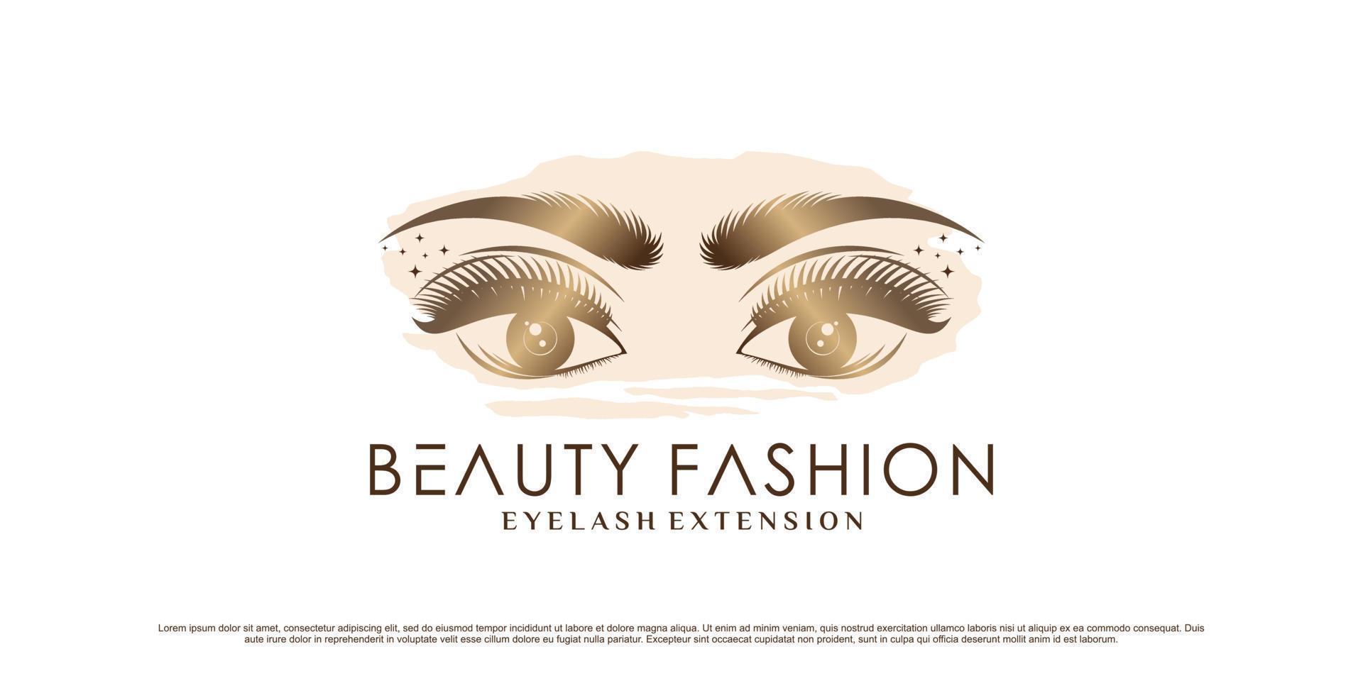 diseño de logotipo de extensión de pestañas de lujo para moda de belleza con vector premium de elemento creativo