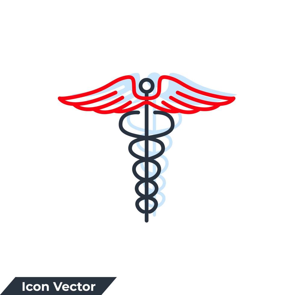 Ilustración de vector de logotipo de icono de medicina y salud. plantilla de símbolo de glifo de caduceo para la colección de diseño gráfico y web