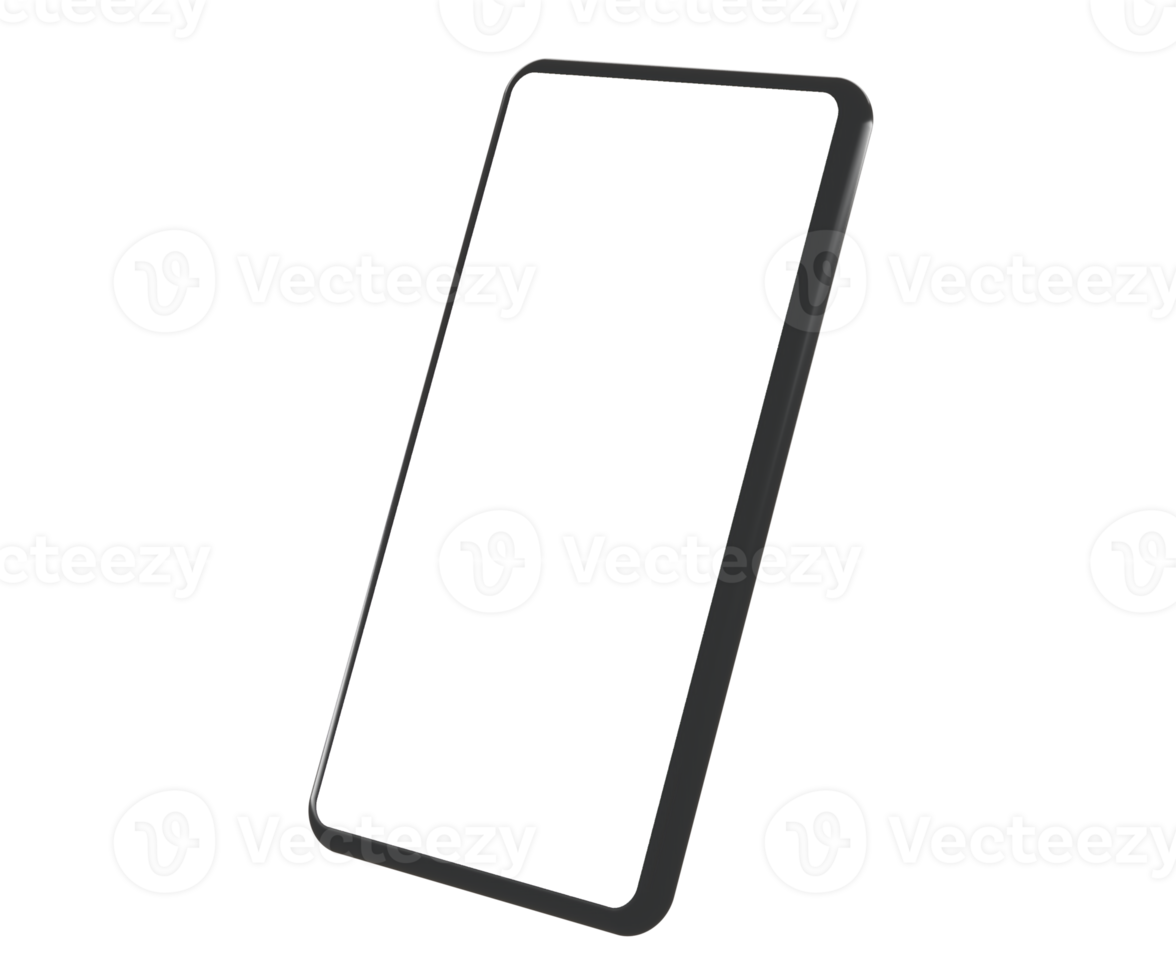 stilvolles neues smartphone mit weißem bildschirmmodell auf dem display 3d-rendering illustrationsrendering für flyerdesign, banner, poster usw png